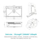 Waterfall Kitchen Sink With Pull Out Faucet & Cup Washer