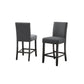 Loman- Set of 2 - 28" Gray Fabric Counter Height Stools with Nailhead Trim