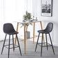 Nero - Set of 2 - 30" Dark Grey Velvet Bar Stools with Backrest, Black Metal Legs, and Footrests