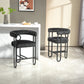 Lynsandra - Set of 2 - 24" Black Chenille Upholstered Bar Stools with Curved Backrest and Black Metal Legs