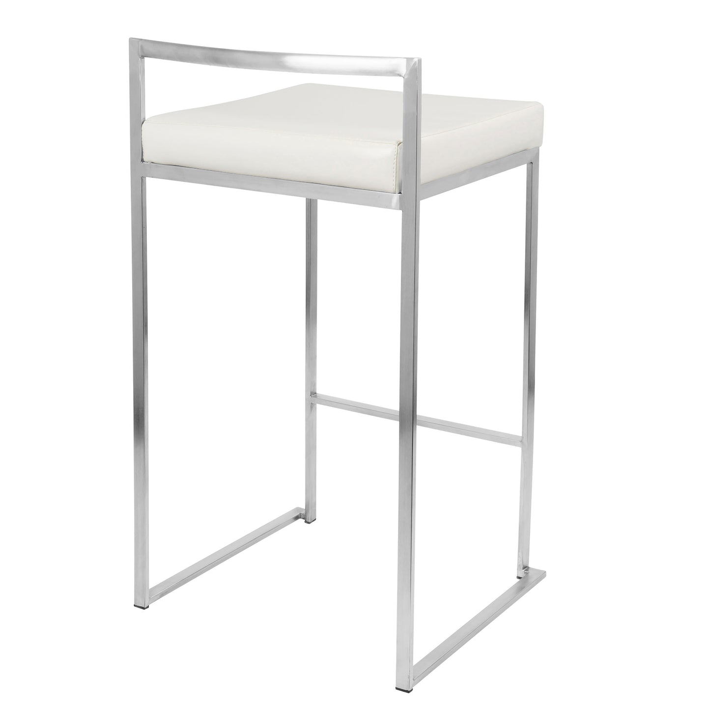 Linda - Set of 2 - 26" Contemporary Stackable Counter Stools in White Faux Leather - 16" W x 17.5" D x 31" H