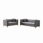 3 And 2 Seater Deep Seat Sofa With Button Nailhead, Square Arm Couches, Furniture For Living Room - Gray