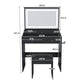Modern Makeup Vanity Set With Power Outlet, Hair Dryer Holder, And Adjustable Lighting