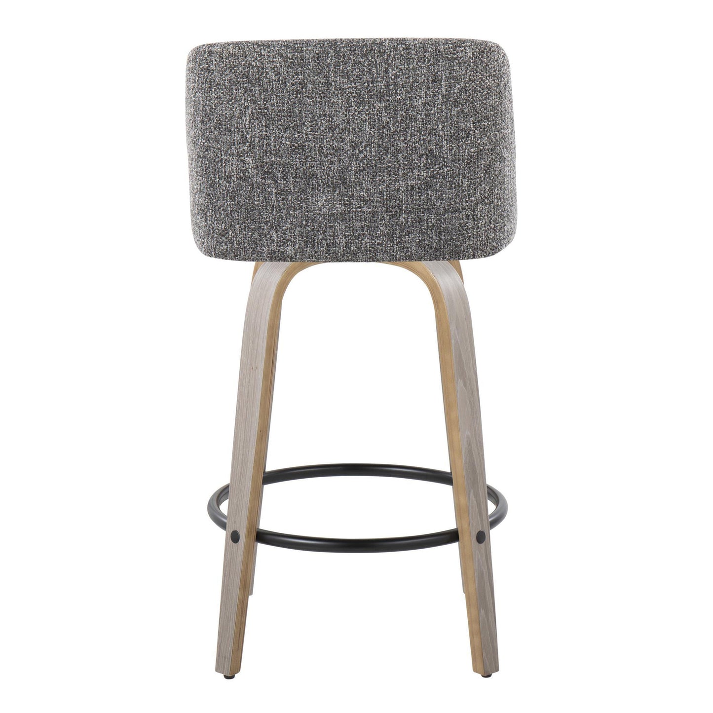 Tyrell - Set of 2 - 24" Light Grey Fabric Swivel Counter Stools with Black Metal Footrest