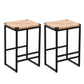 25" Height Backless Water Hyacinth Woven Bar Stools With Footrest (Set of 2) - Natural