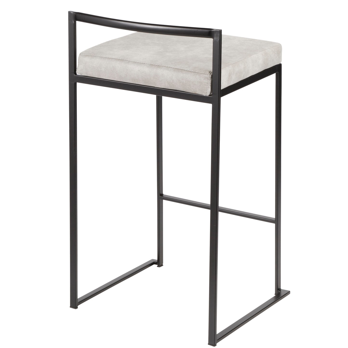 Fenmore  - Set of 2 - 26" Contemporary High Back Counter Stools in Stainless Steel with Gray Fabric