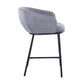 Aravine - Set of 2 - 24" Black Metal and Grey Fabric Counter Stools with Contemporary High Back Design