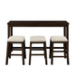 Tennyson - 4-Piece 30" Rustic Brown Counter Height Table with Fabric Padded Stools and Socket