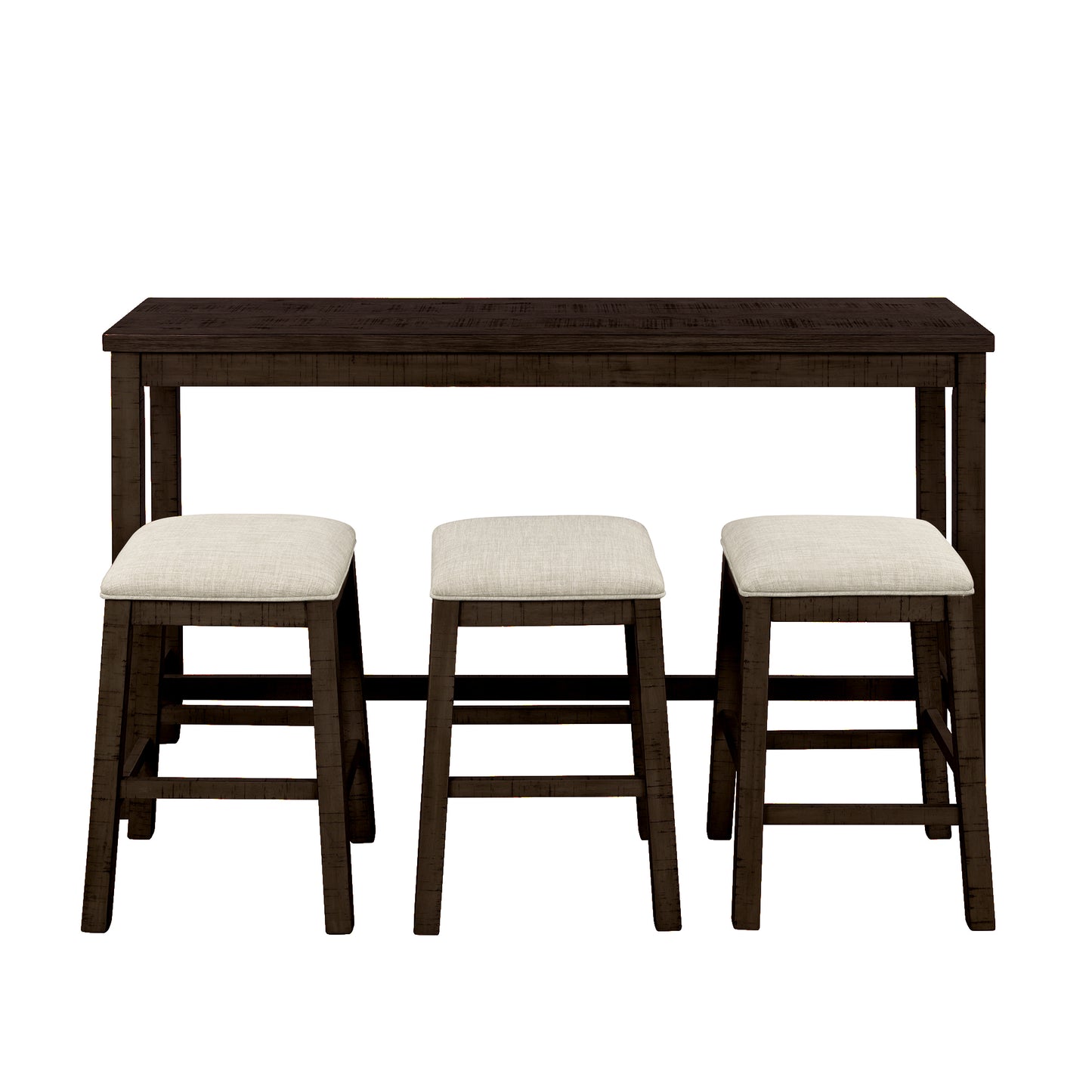 Tennyson - 4-Piece 30" Rustic Brown Counter Height Table with Fabric Padded Stools and Socket