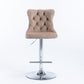 Swivel Barstools Adjusatble Seat Height From 25-33", Modern Upholstered Base Bar Stools With Backs Comfortable Tufted For Home Pub And Kitchen Island (Set of 2)