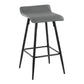 Talon - Set of 2 - 28" Grey Faux Leather Counter Stools with Black Steel Frame and Low Back