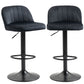 Henrick - Set of 2 - 24" to 32" Adjustable Velvet Counter Height Bar Stools with Swivel Seat, Steel Frame and Footrest in Black for Kitchen & Dining Room