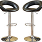 Hutchinson - Set of 2 - 26" Black Faux Leather Adjustable Bar Stools with Chrome Base