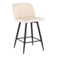 Loris - Set of 2 - 24" Cream Faux Leather Counter Stools with Black Metal Frame