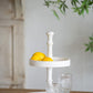 Two Tiered Round Wooden Tray - White