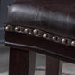 Marcila - Set of 2 - 26" Dark Brown PU Leather Saddle Bar Stools with Nailhead Trim and Rubberwood Frame