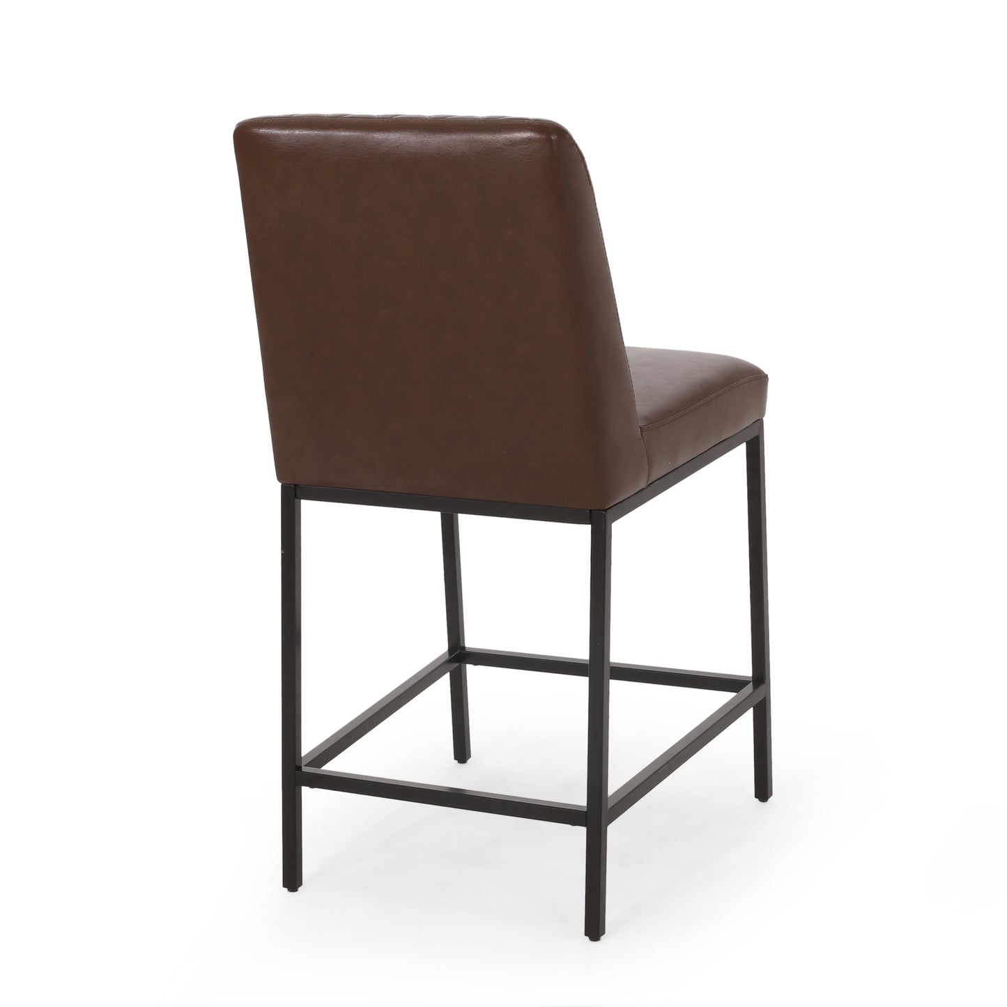 Mirole- Set of 2 - 26" Dark Brown Leather Counter Stools with High Back