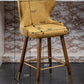 Nixon - Set of 2 - 26" Yellow Tufted Faux Leather Counter Stools with Nailhead Trim