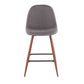 Pryvane - Set of 2 - 24" Mid-Century Modern Counter Stools in Walnut Wood and Charcoal Fabric