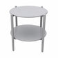 Round Outdoor Coffee Table With Shelf For Garden - Gray