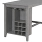 Tymorath - Set of 5 - 26" Gray Counter Height Dining Set with Solid Wood Table, Padded Chairs, Integrated Wine Storage, and Glass Holders - 35.4" Height