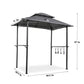 Outdoor Grill Gazebo With Double Tier Soft Top Canopy, Steel Frame, Bar Counters & Hook