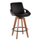 Cirral - Set of 2 - 26" Mid-Century Walnut and Black Faux Leather Counter Stools