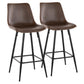 Durango - Set of 2 – 27" Black Metal Counter Stools with Espresso Faux Leather Upholstery, Zig-Zag Stitching, Fixed Height, and Square Footrest