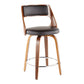 Ostrelle - Set of 2 - 24" Walnut Counter Stools with Brown Faux Leather Seat and Swivel Design