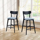 Havenvale - Set of 2 - 29" Black Swivel Wood Bar Stools with High Back - Modern Counter Height Chairs for Kitchen, Pub, Living Room