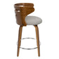 Cosini  - Set of 2 - 24" Mid-Century Modern Swivel Counter Stool with Walnut Backrest & Grey Fabric, Chrome Footrest