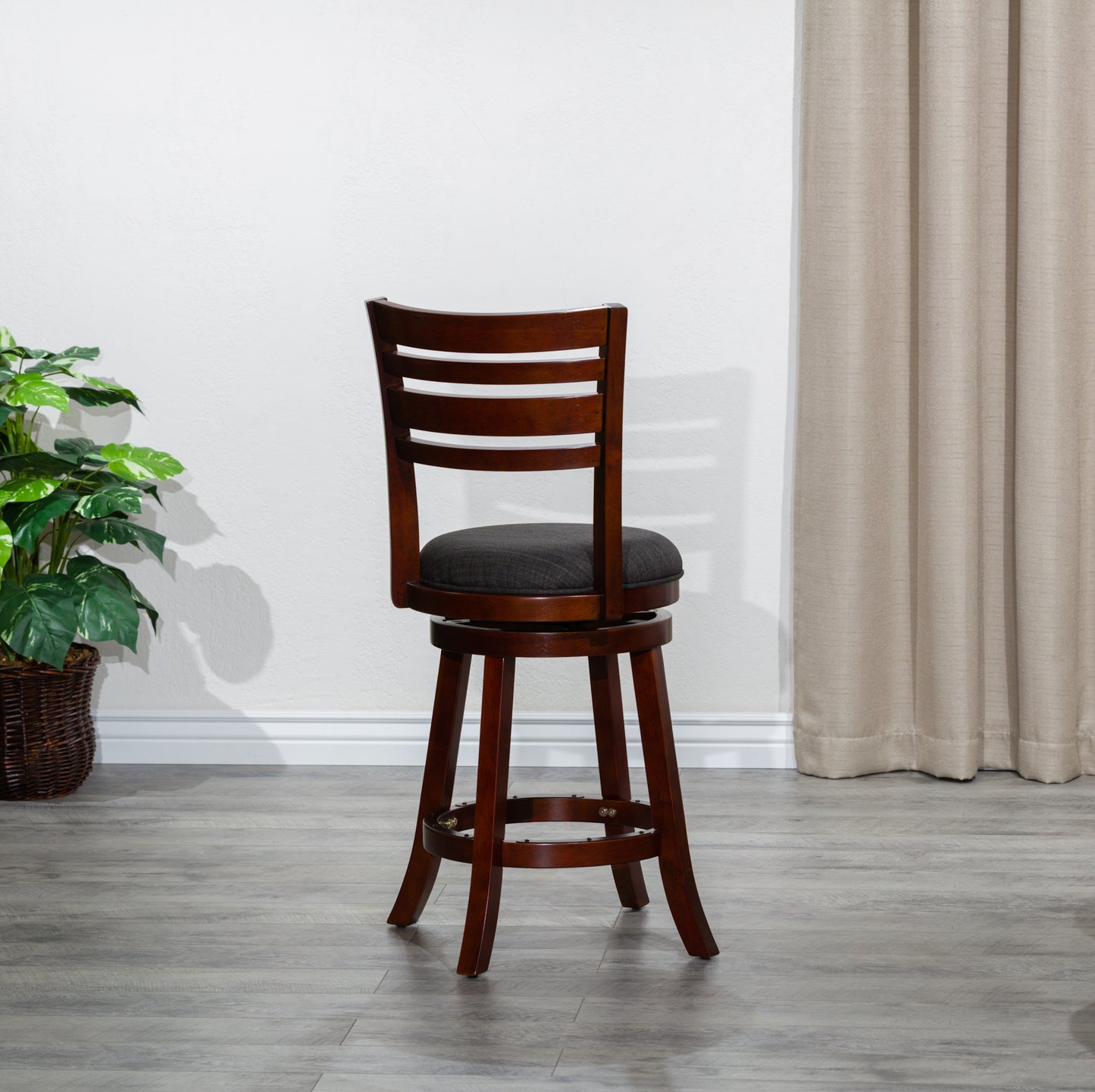 Savoy - Set of 2 - 24" Counter Height Swivel Stools in Cherry Finish with Charcoal Upholstered Seat