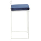 Fernhill - Set of 3 - 26" Contemporary Stackable Counter Stools in White Metal with Blue Velvet Cushions