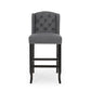 Viora - Set of 2 - 30" Charcoal & Dark Brown Fabric Tufted Wingback Counter Stools