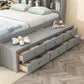 Bed With Bookcase Headboard, Under Bed Storage Drawers And Bed End Storage Case