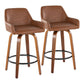 Modella - Set of 2 - 26" Contemporary Walnut Wood Counter Stools with Swivel