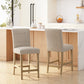 Chesterfield - Set of 2 - 26" Beige Button-Tufted Counter Stools with Upholstered Back