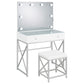 Hamlin - Makeup Vanity Table With Lighted Mirror And Padded Stool - White
