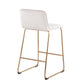 Velora - Set of 2 - 24" Cream Velvet Counter Height Stools with Gold Metal Frame