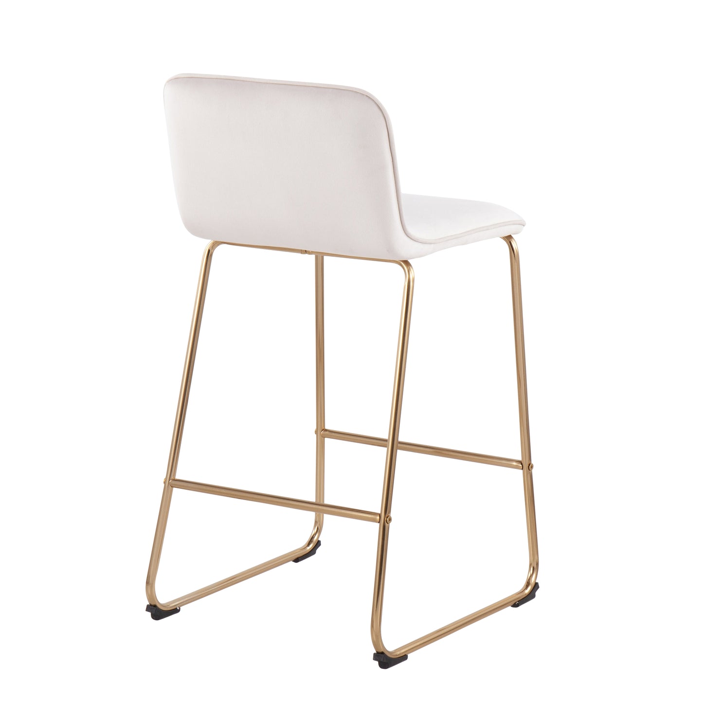 Velora - Set of 2 - 24" Cream Velvet Counter Height Stools with Gold Metal Frame