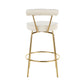 Remington - Set of 2 - 33.75" Gold Metal Counter Stools with Cream Velvet Upholstery