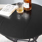 Vanguard - Set of 3 - Black Industrial Counter Height Table with 24" Seat Height Chairs, Metal Back, and Fabric Seats