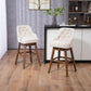 Hearth - Set of 2 - 29" Beige Linen Swivel Bar Stools with High Back and Solid Wood Legs