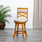 Xander - Set of 2 - 24" Counter Height Swivel Stool with Beige Fabric Seat and Natural Wood Finish