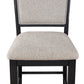 Huxe - Set of 2 - 24” Black and Light Gray Upholstered Counter Height Chairs with Footrest and Wooden Tapered Legs