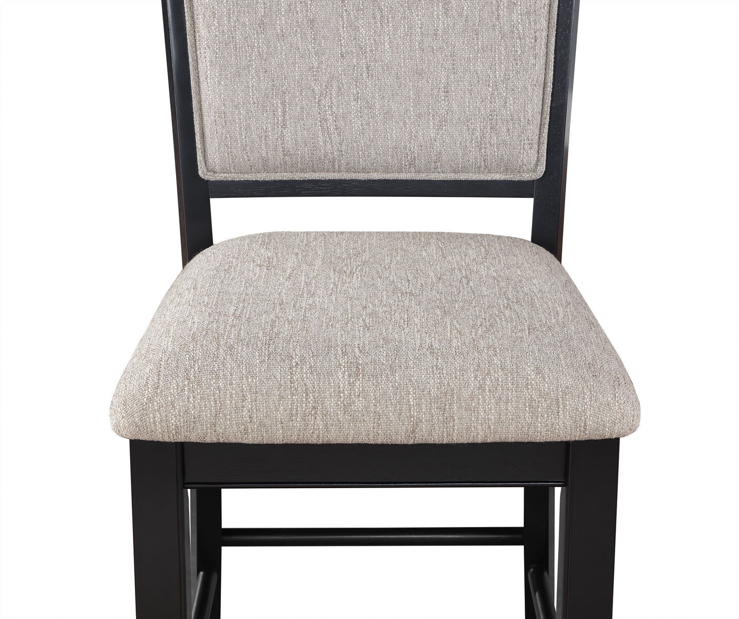 Huxe - Set of 2 - 24” Black and Light Gray Upholstered Counter Height Chairs with Footrest and Wooden Tapered Legs