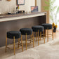 Omnira - Set of 2 - 24" Black Upholstered Round Bar Stools with Non-Slip Feet and Minimalist Design