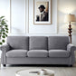 Soft Sofa, Upholstered 3 Seater Couch With High Density Foam, Loose Back Cushions And Turned Legs