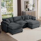 Modular Oversized Cushion Sofa With Ottoman, Low Back, Deep Seating Sofa Set