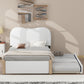 Upholstered Platform Bed With Wood Supporting Feet And Trundle